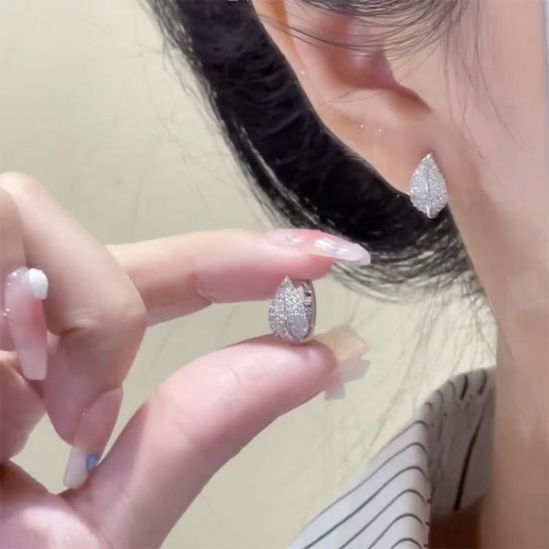 Stud Rhinestone Leaf Earring
