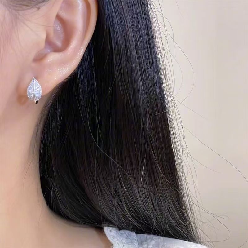 Stud Rhinestone Leaf Earring