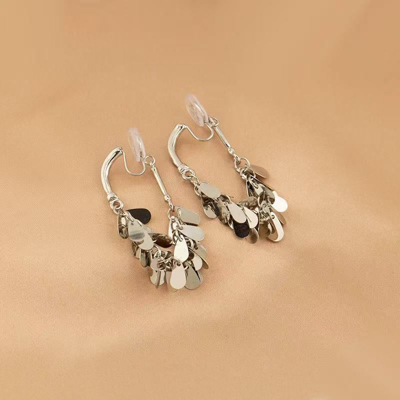 Dangle Fringed Earring Disc Alloy
