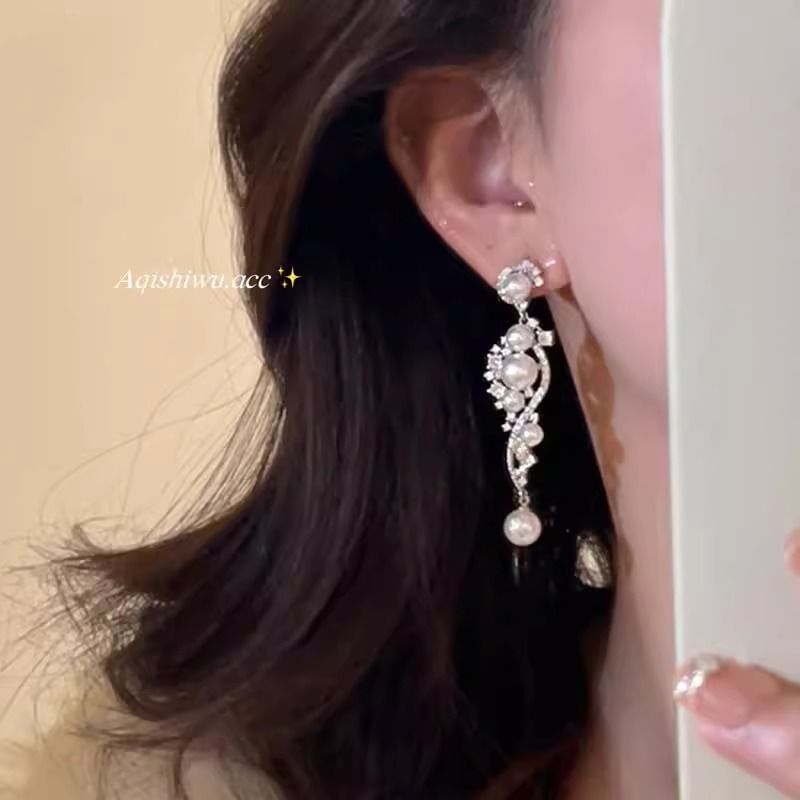 Pearl Dangle Earring Faux Alloy