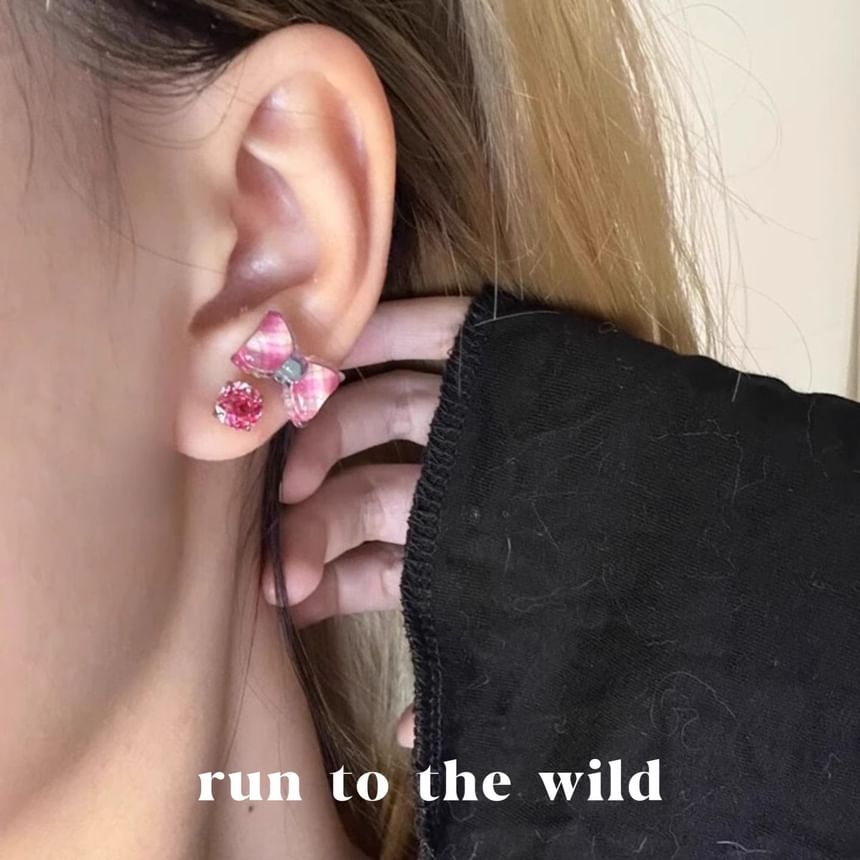 Earring Alloy Bow Rose