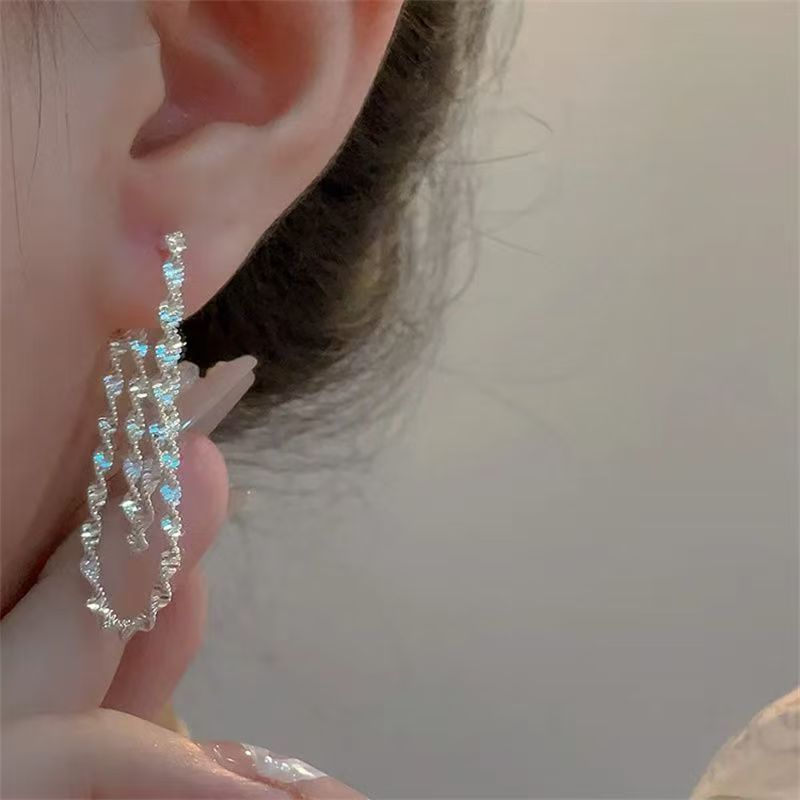 Earring Alloy Layered Helical Hoop