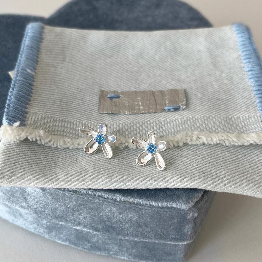 Stud Earring Alloy Rhinestone Floral