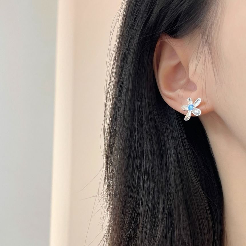 Stud Earring Alloy Rhinestone Floral