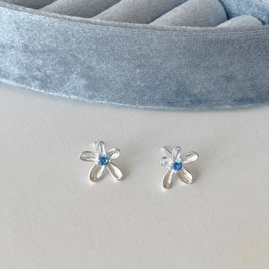 Stud Earring Alloy Rhinestone Floral
