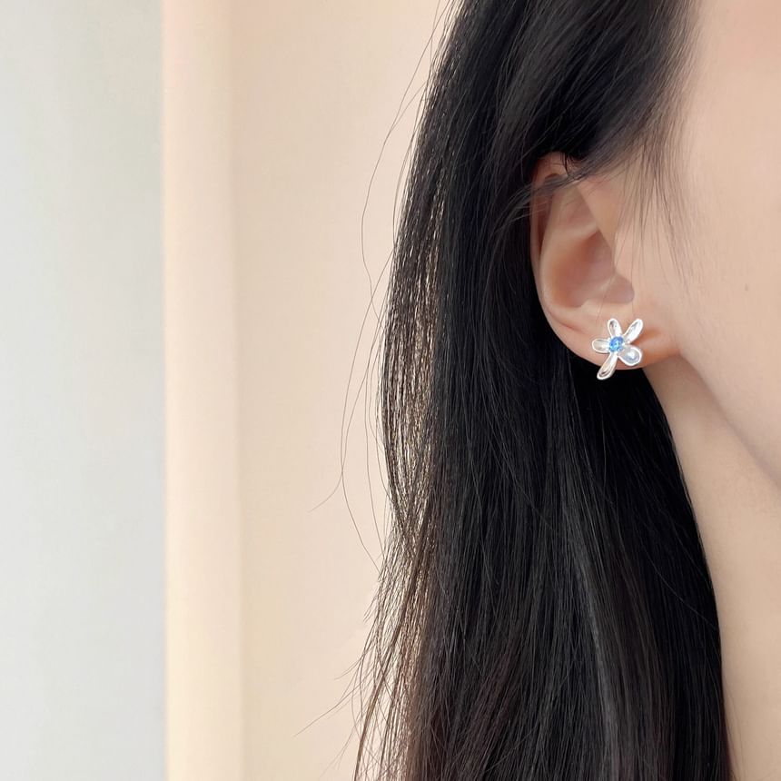 Stud Earring Alloy Rhinestone Floral