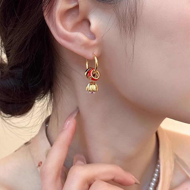 Drop Alloy Earring Lotus