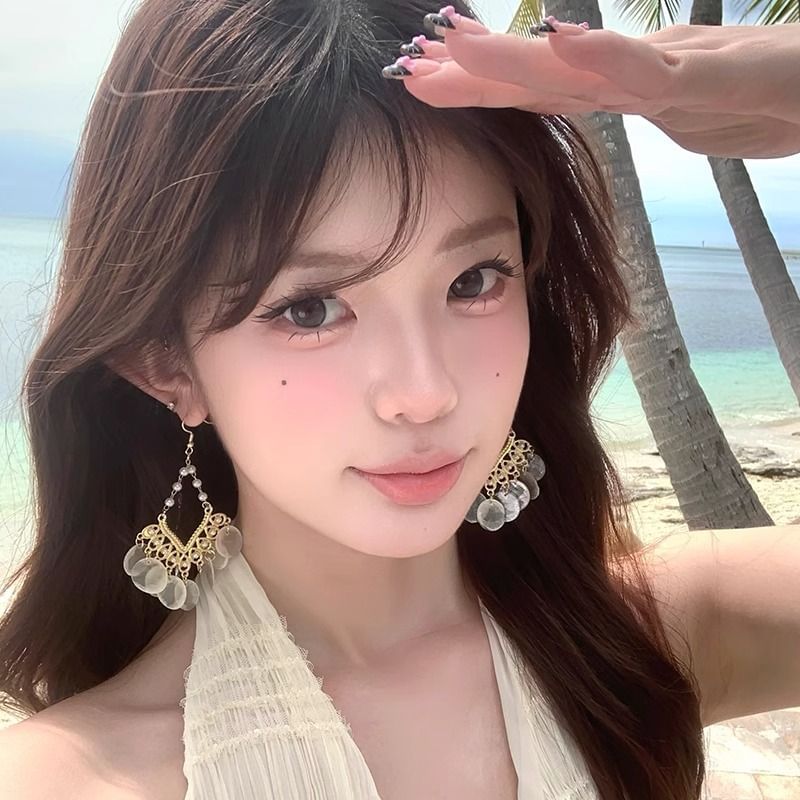 Earring Alloy Chandelier Disc Shell