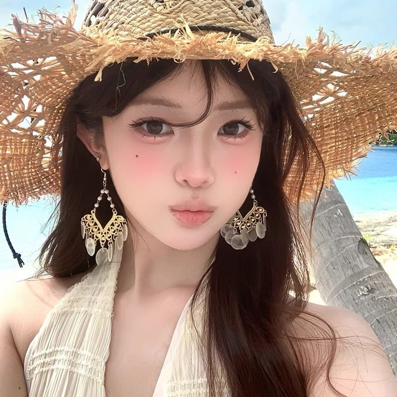 Earring Alloy Chandelier Disc Shell