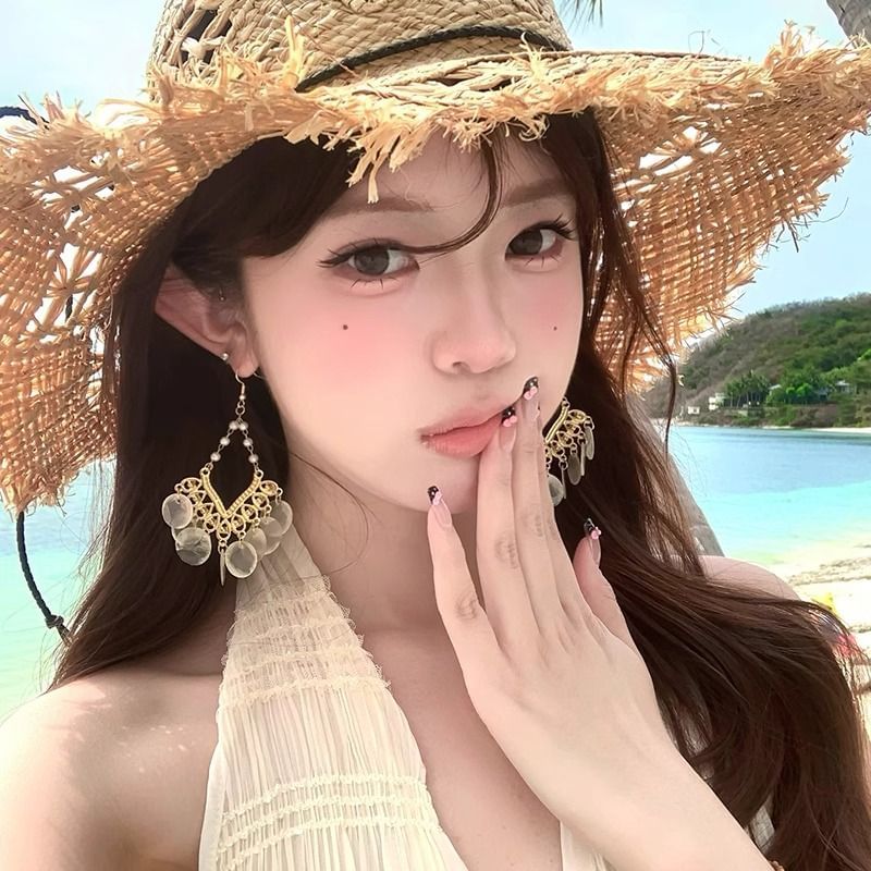 Earring Alloy Chandelier Disc Shell