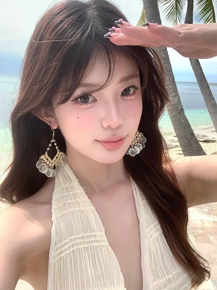Earring Alloy Chandelier Disc Shell