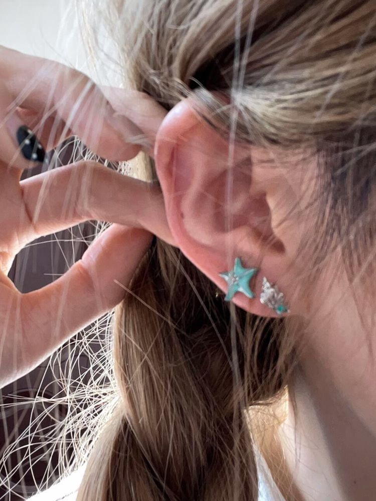 Alloy Earring Starfish Asymmetrical Stud