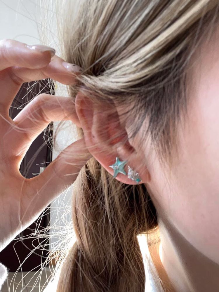 Alloy Earring Starfish Asymmetrical Stud