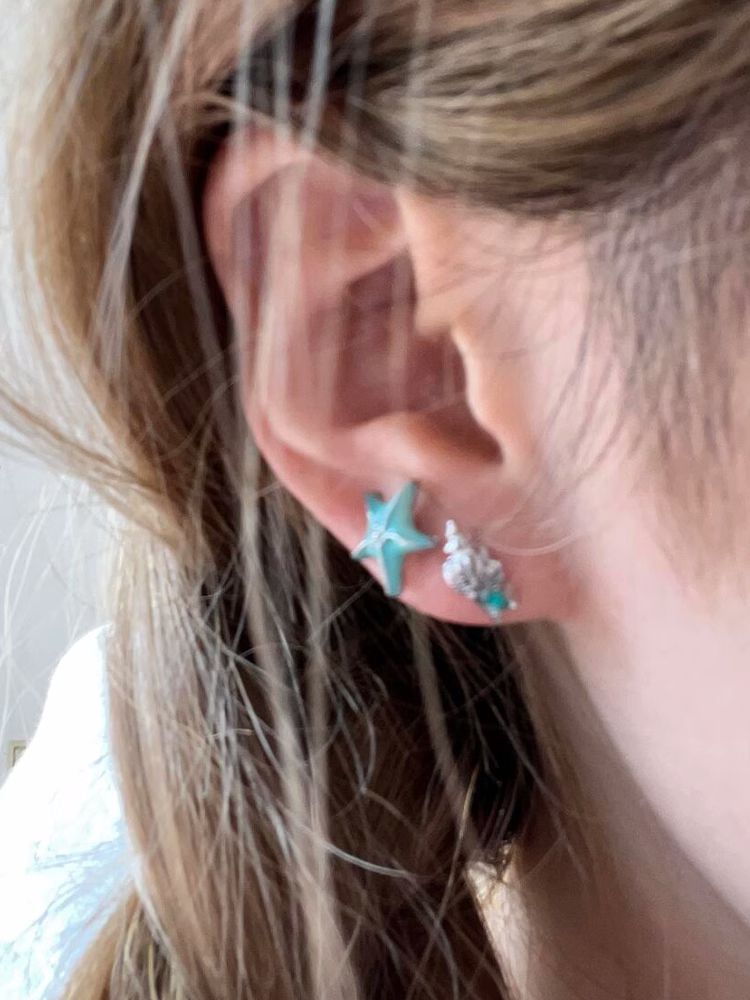 Alloy Earring Starfish Asymmetrical Stud