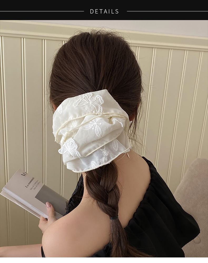 Embroidered Butterfly Scrunchie