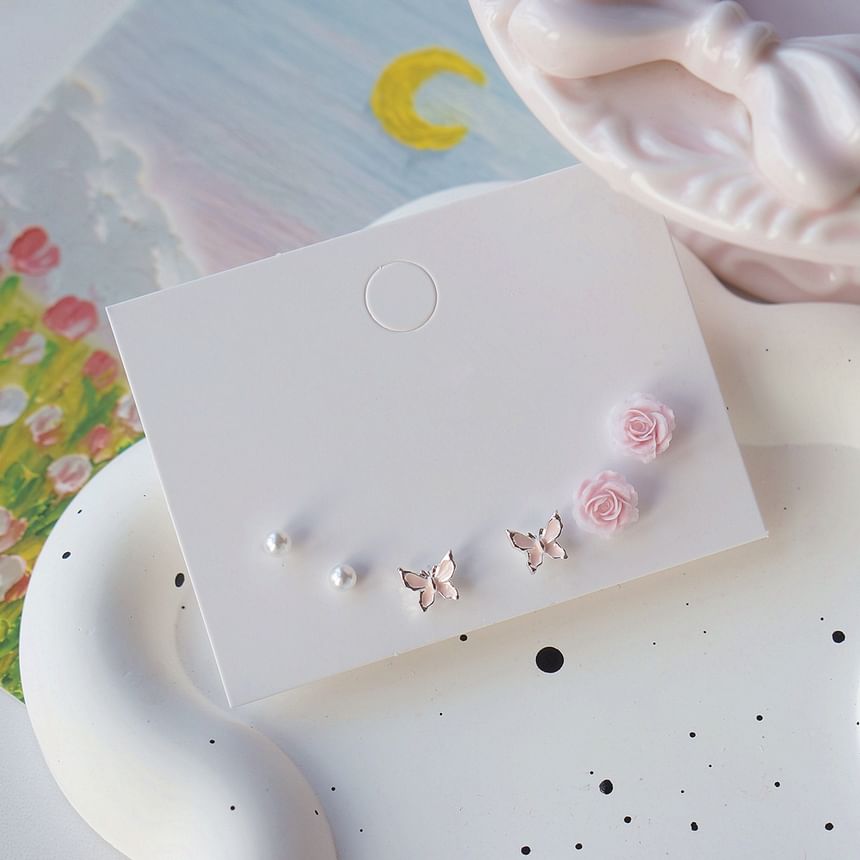 925 Silver Earring 6: Set Sterling Stud of