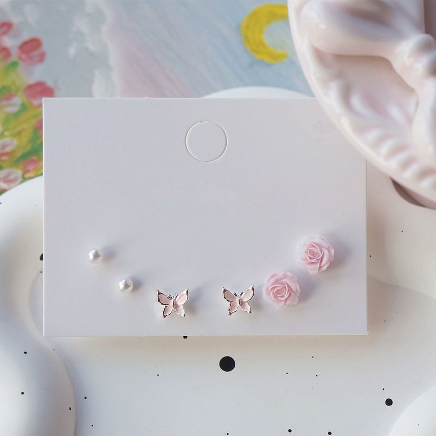 925 Silver Earring 6: Set Sterling Stud of