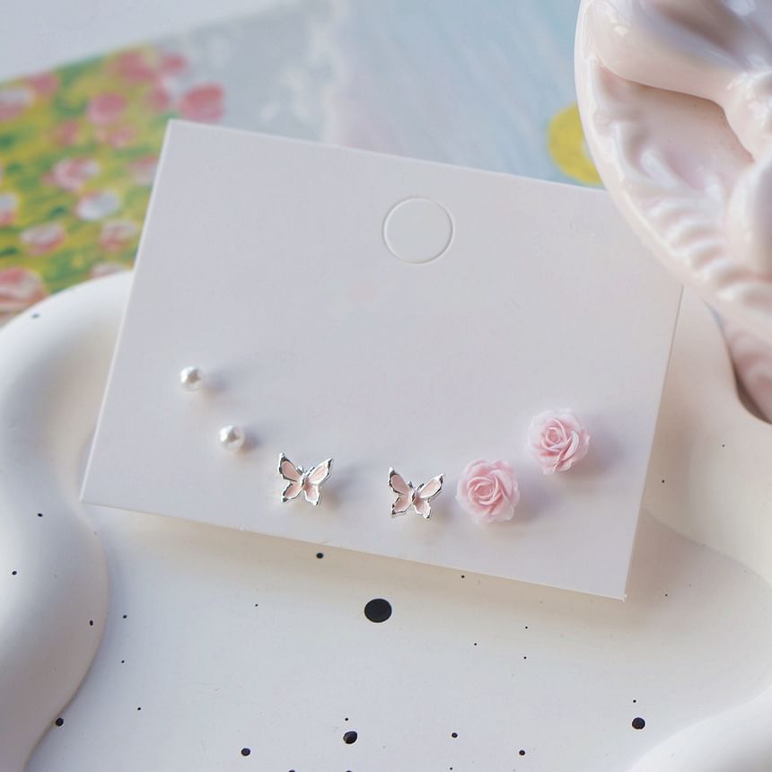 925 Silver Earring 6: Set Sterling Stud of