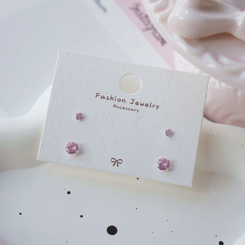 of Stud Sterling 4: Set 925 Silver Earring CZ