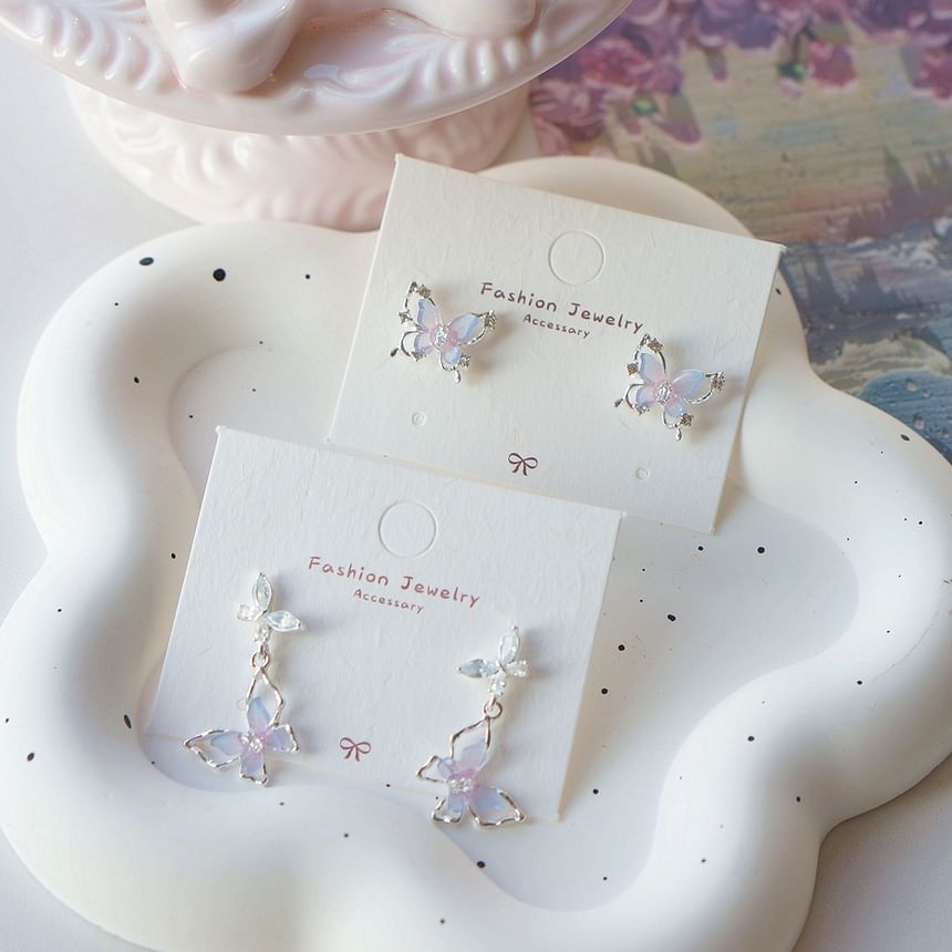 / Sterling Drop Butterfly 925 Silver Earring Stud