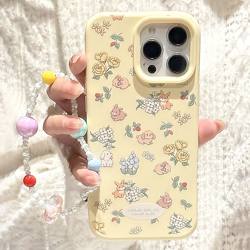 Bead Case Phone Rabbit Set / Strap Print
