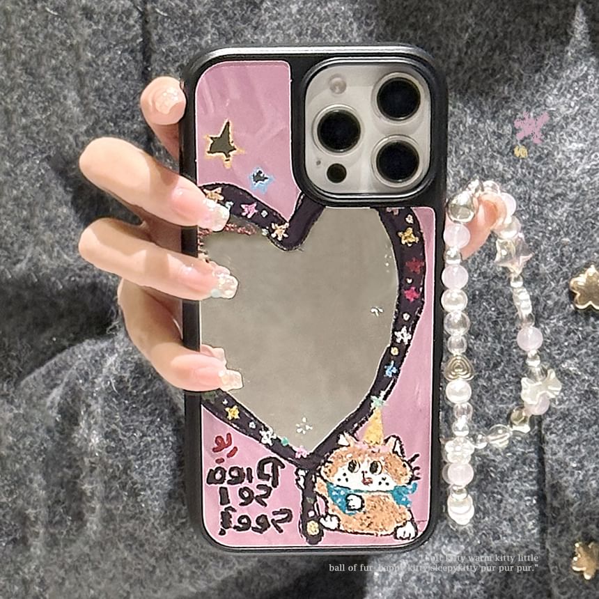 Heart Case Strap Mirror Bead Shape Phone Set / Star