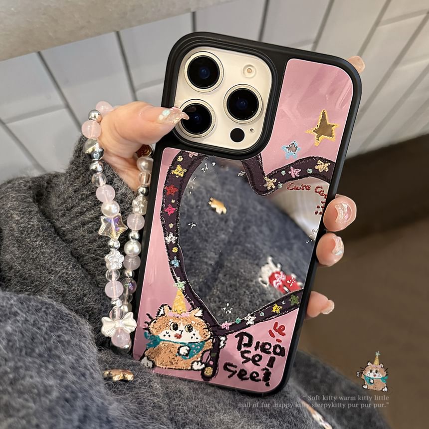 Heart Case Strap Mirror Bead Shape Phone Set / Star