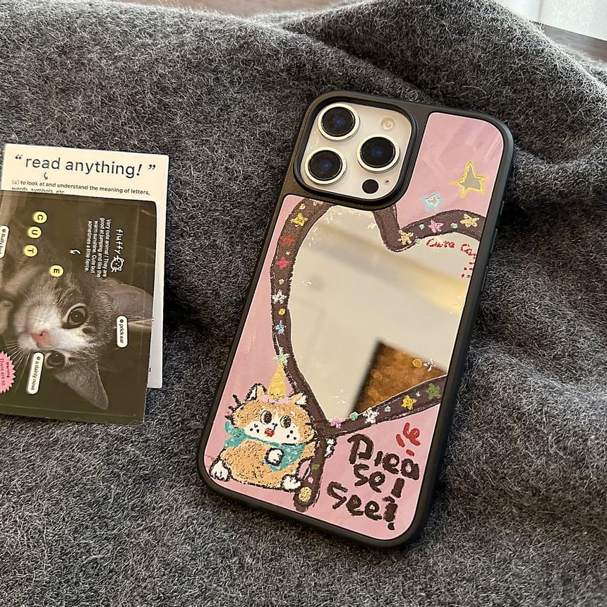 Heart Case Strap Mirror Bead Shape Phone Set / Star