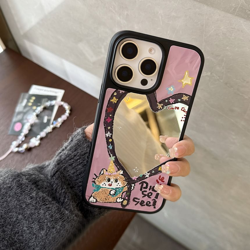 Heart Case Strap Mirror Bead Shape Phone Set / Star