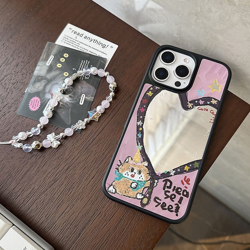Heart Case Strap Mirror Bead Shape Phone Set / Star