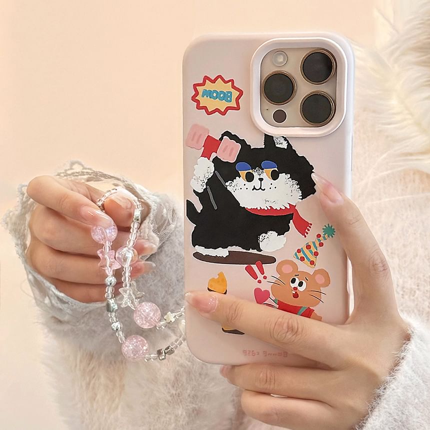 Strap Phone / Cartoon Bead Case Set Print