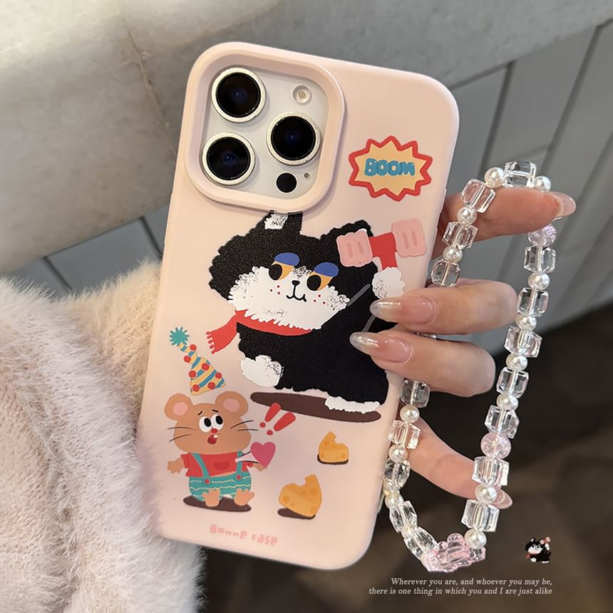 Strap Phone / Cartoon Bead Case Set Print