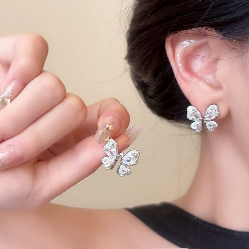 Stud Butterfly Earring Rhinestone
