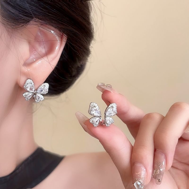 Stud Butterfly Earring Rhinestone