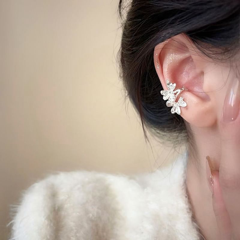 Ear Rhinestone Leaf Cuff