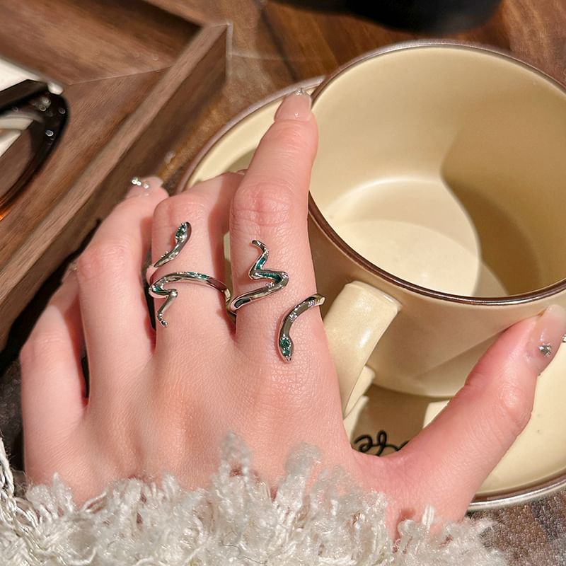 Open Snake Rhinestone Ring