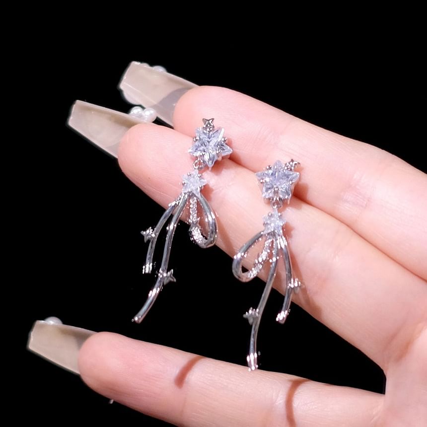 Earring Rhinestone Bow Alloy Star Drop