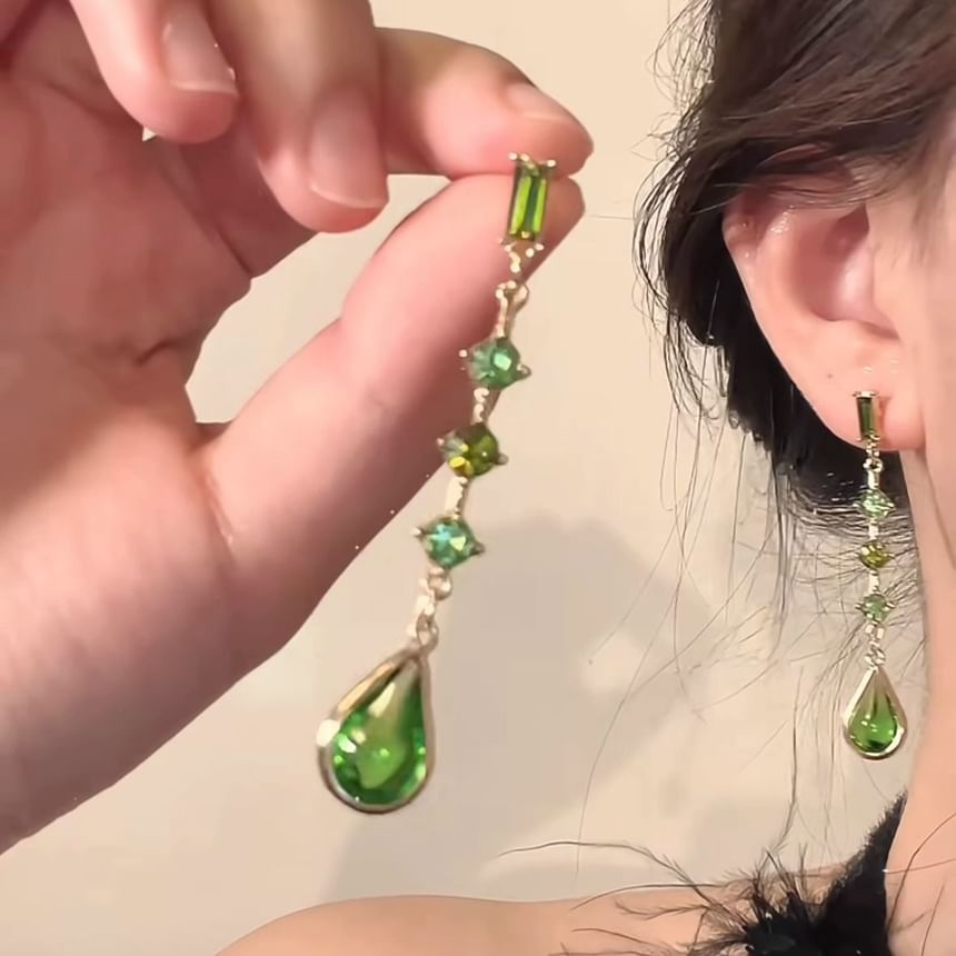 Faux Crystal Droplet Alloy Earring Dangle
