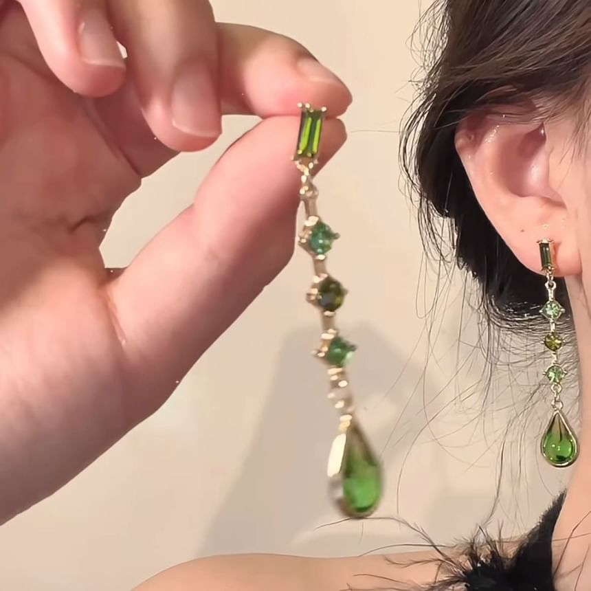 Faux Crystal Droplet Alloy Earring Dangle