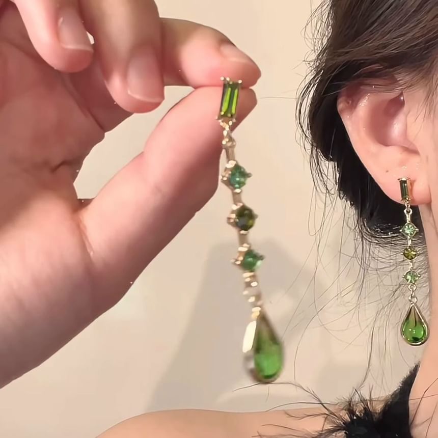 Faux Crystal Droplet Alloy Earring Dangle