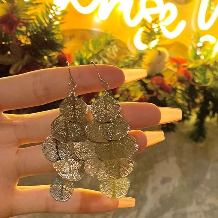 Alloy Leaf Earring Chandelier