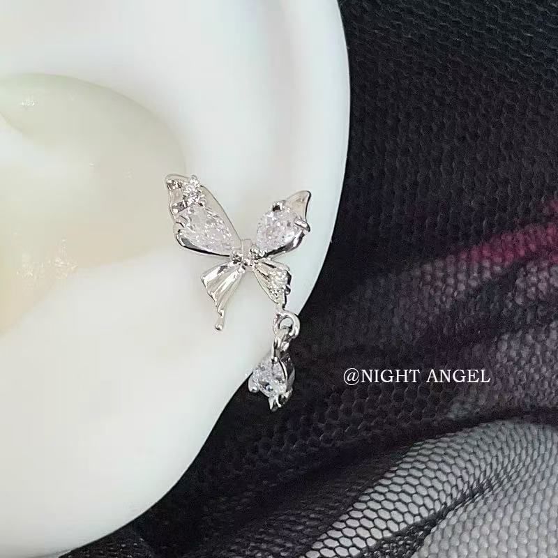 Earring Butterfly Drop Alloy Rhinestone