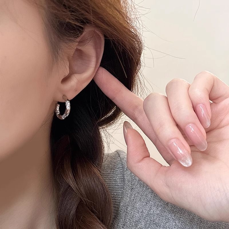 Alloy Open Earring Hoop Rhinestone