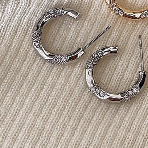 Alloy Open Earring Hoop Rhinestone