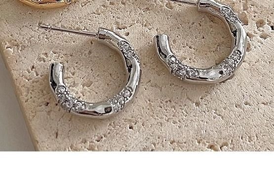 Alloy Open Earring Hoop Rhinestone