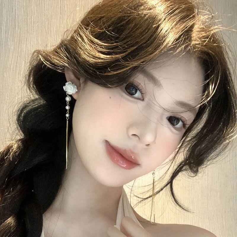 Faux Pearl Floral Threader Alloy Earring