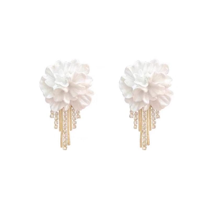 Alloy Fringed Earring Rhinestone Floral