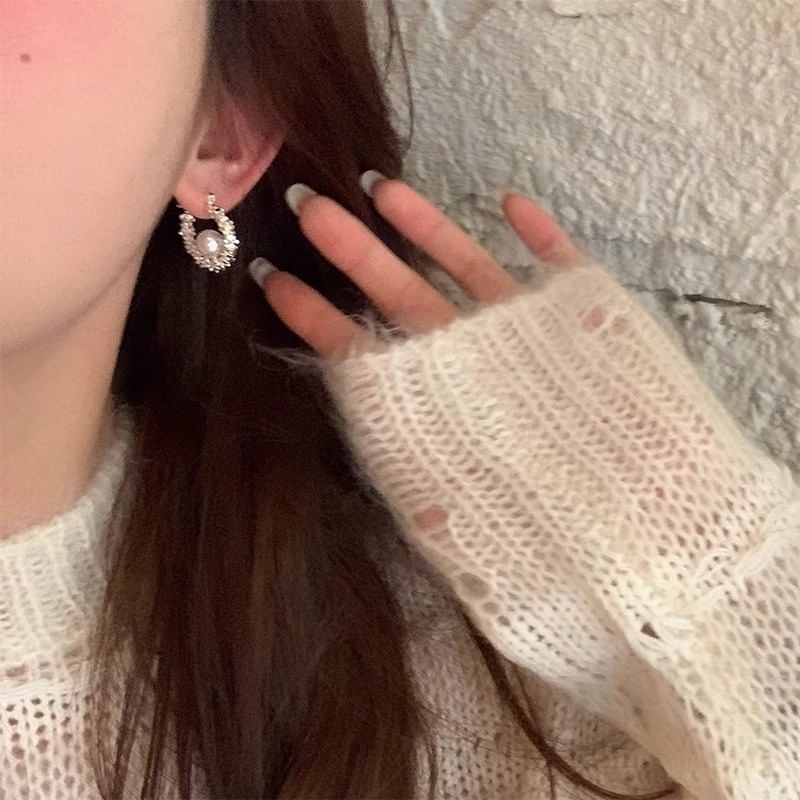 Hoop Pearl Earring Beaded Faux