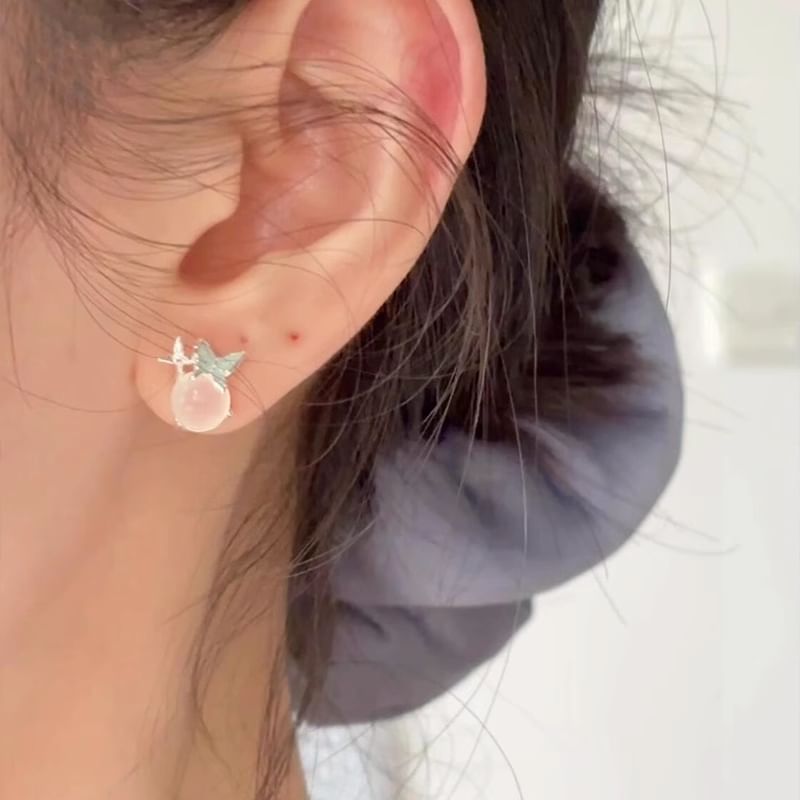 Enamel Butterfly Cabochon Stud Earring