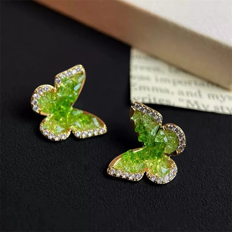 Earring Butterfly Stud Rhinestone